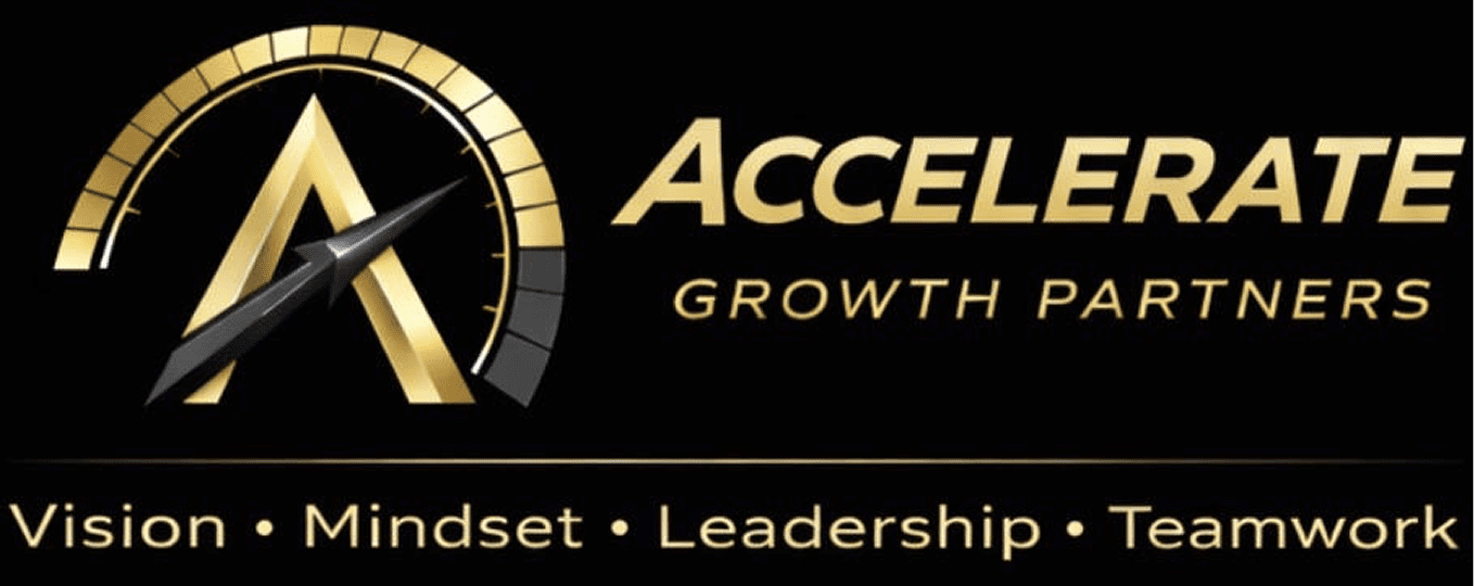 Company logo with growth and leadership themes.